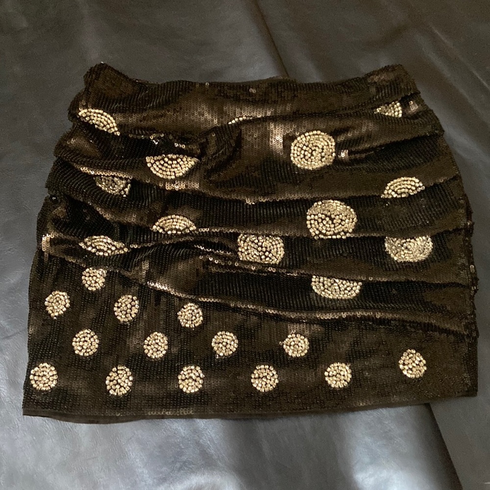 Sequin and crystal beaded mini skirt